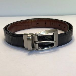 Men’s Reversible Black Brown Croc Embossed Leather Belt size 34